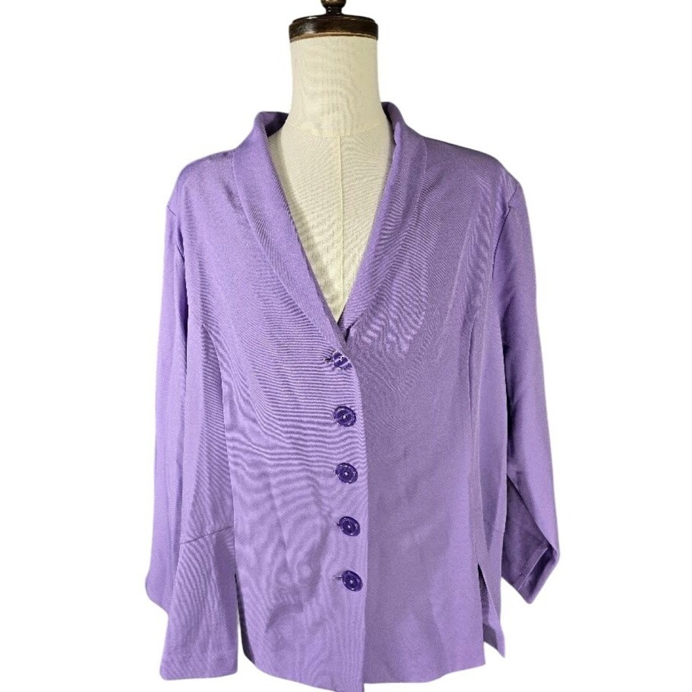 Roamans Purple Button Front Blazer‎ Jacket Business Casual Women's Plus Size 38W